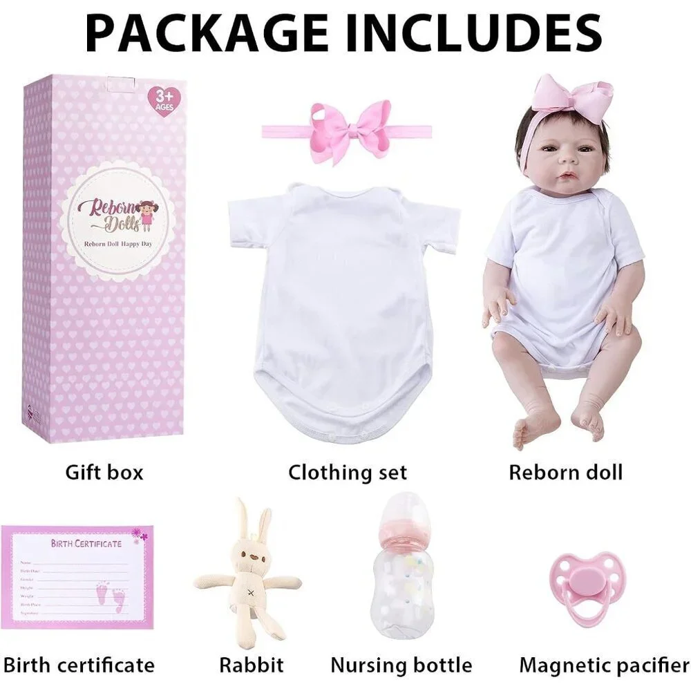 🆕18Inch Full Body Viny Newborn Baby Poseable Limbs Cute Girl Reborn Baby
